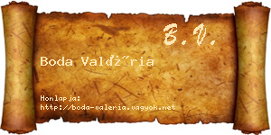 Boda Valéria névjegykártya